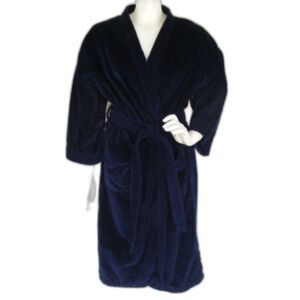 Vintage STAFFORD Robe, OSFM, Terry Cloth, Navy Blue, Sash-belt